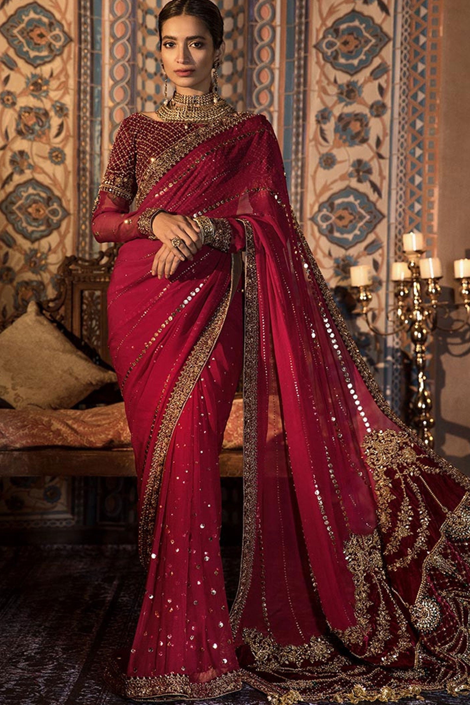 Drape Maroon Saree